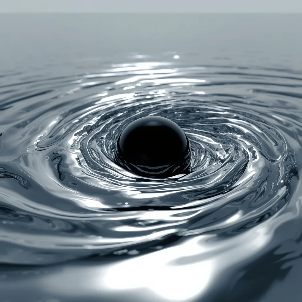A Floating Singularity Consuming an Ocean of Molten Liquid Silver – AI prompt example