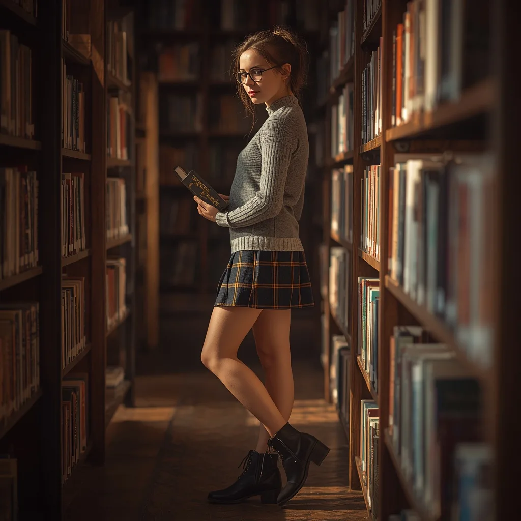 Beautiful Girl in Bookstore, Intellectual Chic Aesthetic – AI prompt example