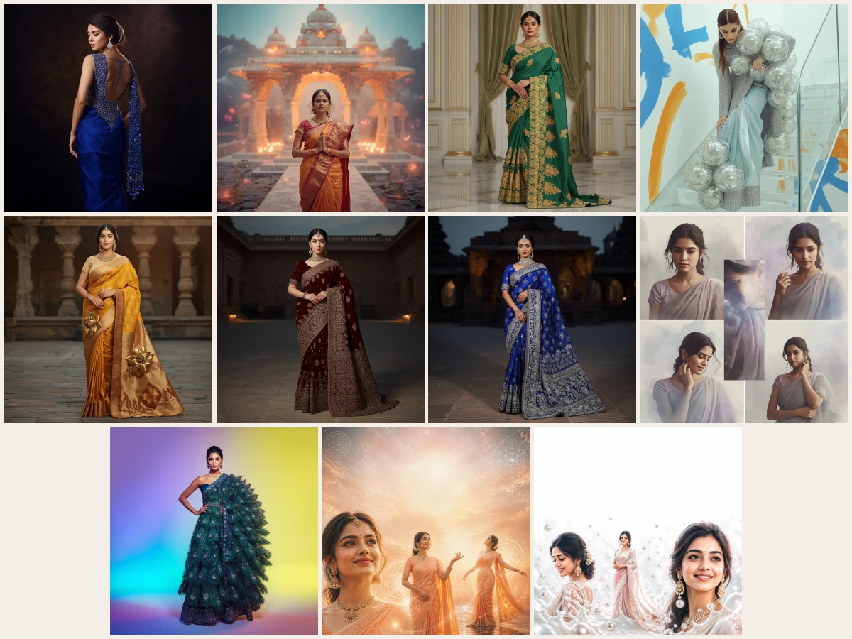 Copy These 11 AI Image Prompts for Indian Beauty Saree — Viral Instagram Aesthetic, Modern Fashion & Ultra Realistic Looks 2026 – image indian beauty saree — viral instagram aesthetic, modern fashion & realistic looks – 11 AI prompt examples