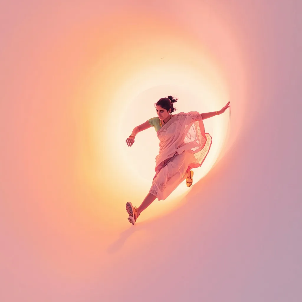 Festive Pastel Saree Ultra Glow Light Wall Run – AI prompt example
