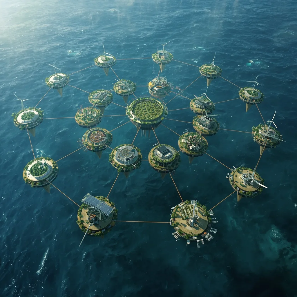 Global Floating Energy Island Network With Distributed Ocean Power Civilization System – AI prompt example