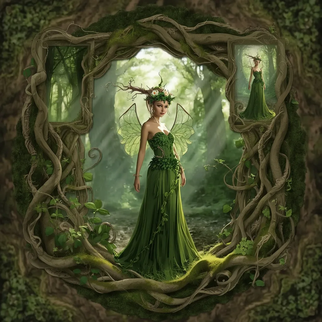 Intertwined Roots and Vines Embracing a Woodland Spirit – AI prompt example