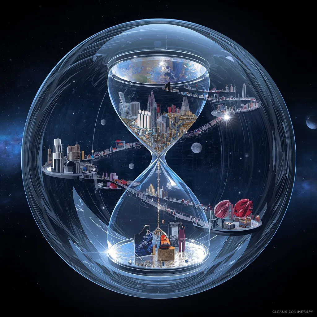 Premium Fashion Collection Hidden Inside Crystal Hourglass Planet Design – AI prompt example