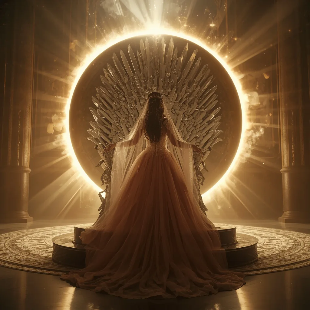 Western Traditional Dress Crystal Eclipse Throne Hall Collage Luxury – AI prompt example