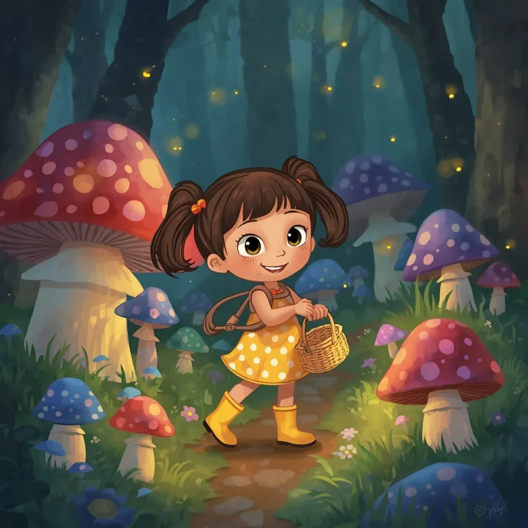 A Cute Girl Exploring a Whimsical Mushroom Forest Wonderland | Girl Style Prompt