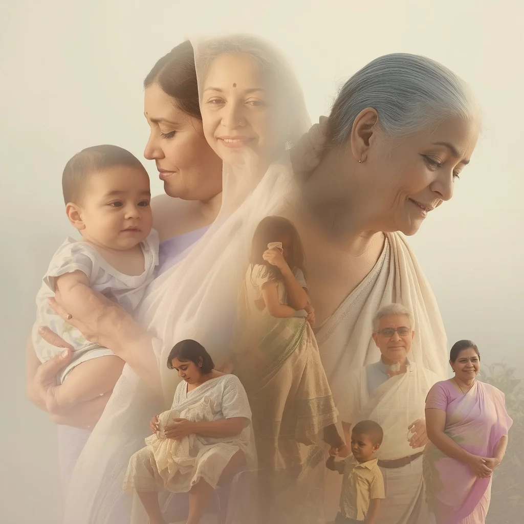 An Indian Mother's Gentle Wisdom: Nurturing Family Across Life's Seasons | Indian Style Prompt