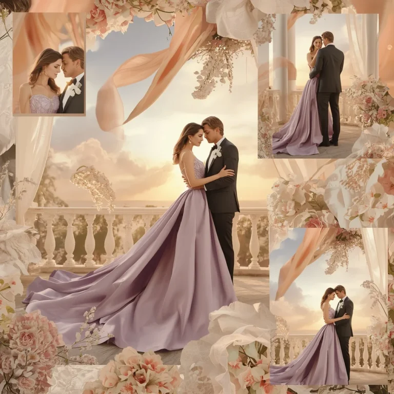 Dreamy Luxury Collage On A Celestial Terrace Bloom | Romantic Couple Prompt