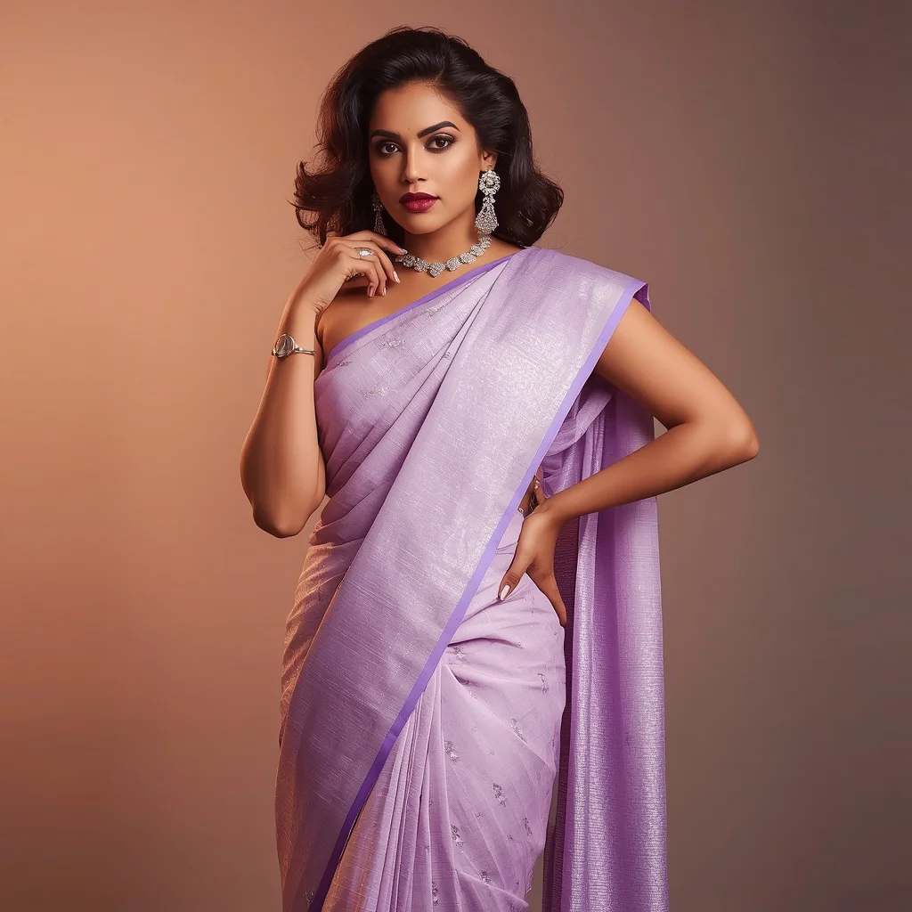 Empowering Style: Indian Woman in a Pastel Kanjeevaram Saree with Confident Pose | Saree Prompt Seen