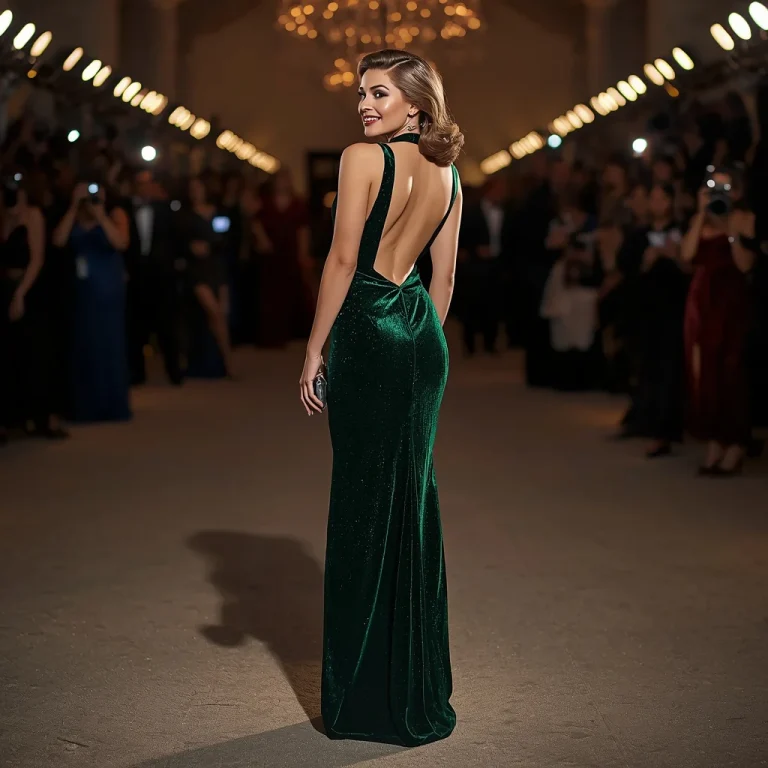Glamorous Velvet Gown with an Open Back | Attitude girl prompt