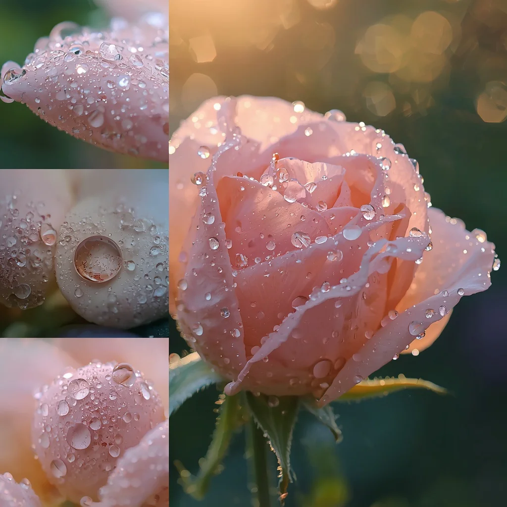 Glistening Dewdrops Adorning a Morning Flower | Best Realistic Prompt