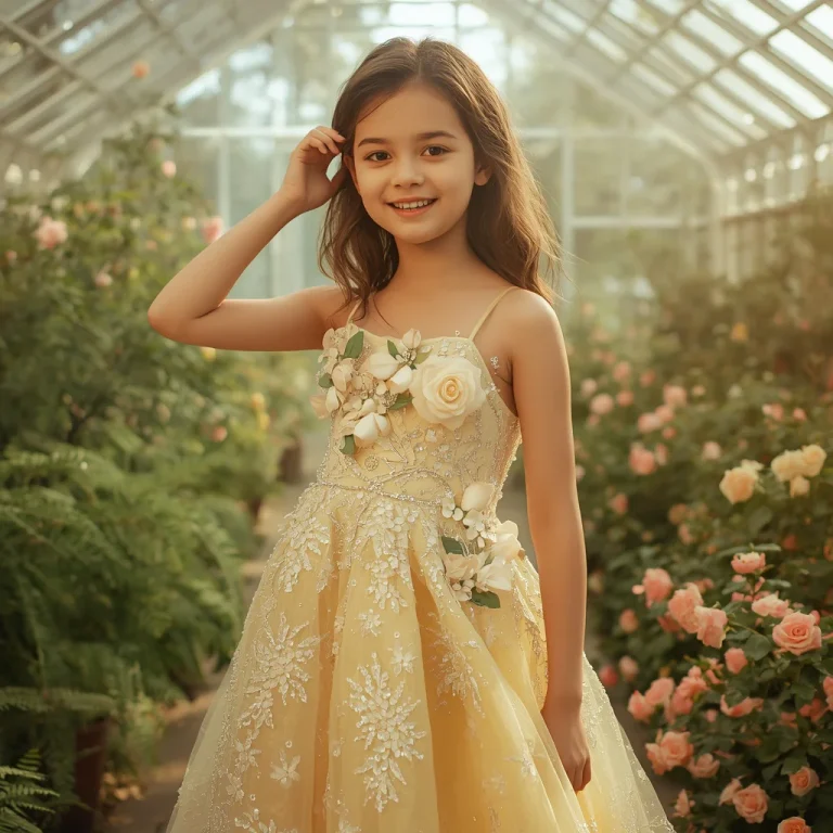 The Sunlit Greenhouse of Enchanting Pastel Florals | Photorealistic Fashion Portrait